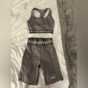 KITH spandex grey shorts and bra set XS